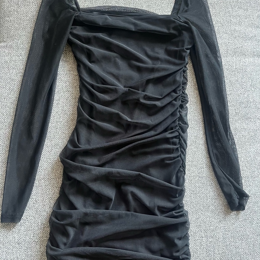 Princess Polly Black Ruched Dress